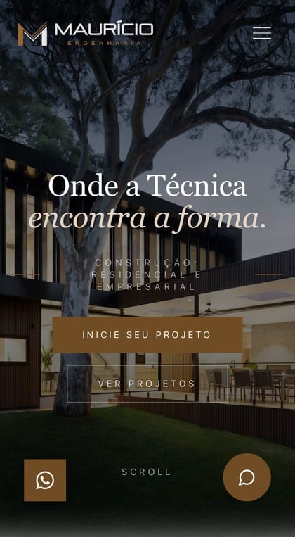 Site da Maurício Engenharia no celular